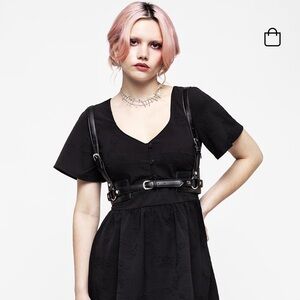 Disturbia Black Leather Western Harness with Silver Hardware